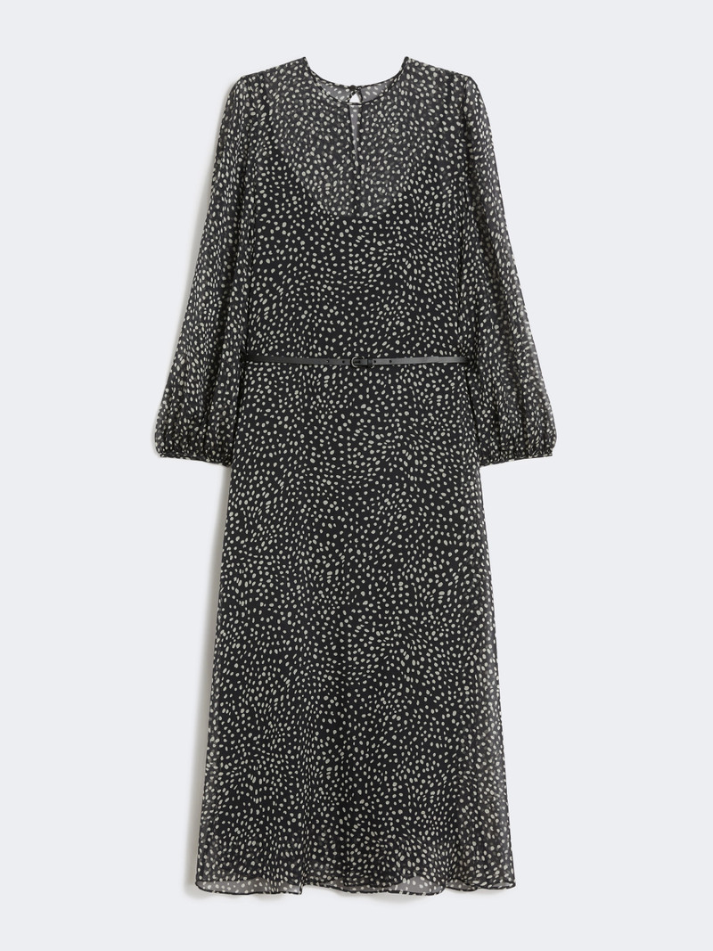 CAMPO Dress in printed chiffon - BLACK 1