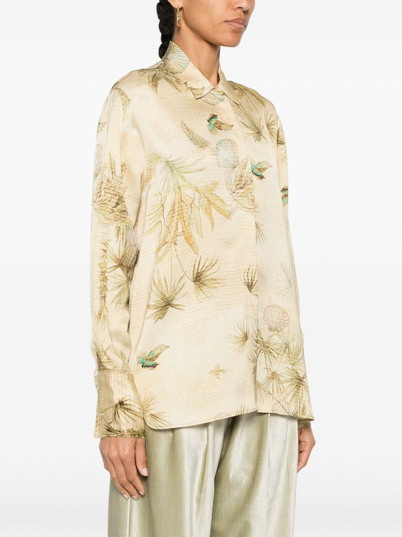botanical-print satin shirt 3