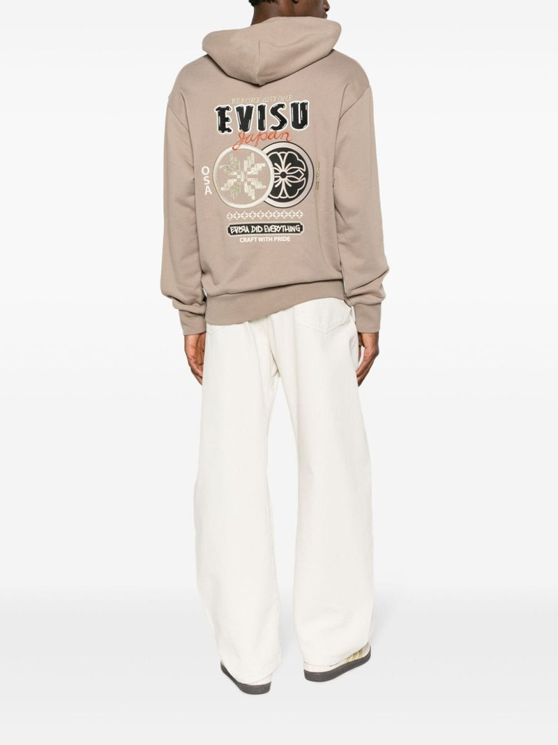 EVISU logo-patch cotton hoodie outlook