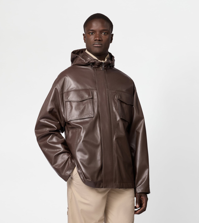 COMFORT FIT FIELD JACKET IN NAPPA LEATHER - BROWN 4