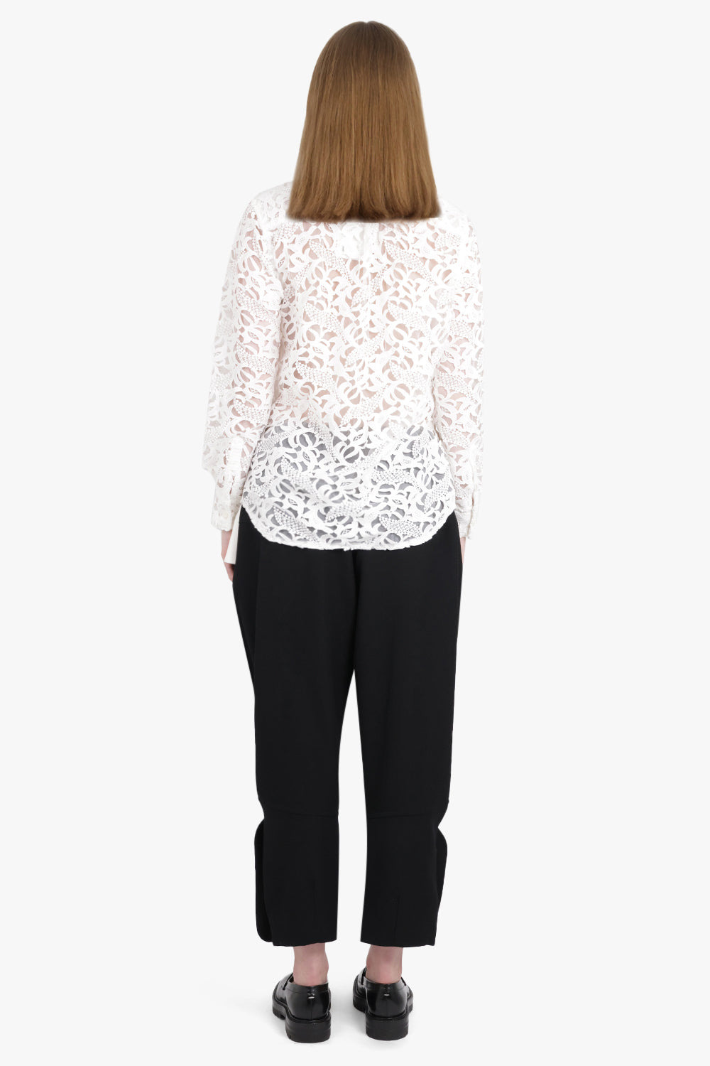 LACE L/S SHIRT WITH RUFFLE PANELS | OFF WHITE - 5