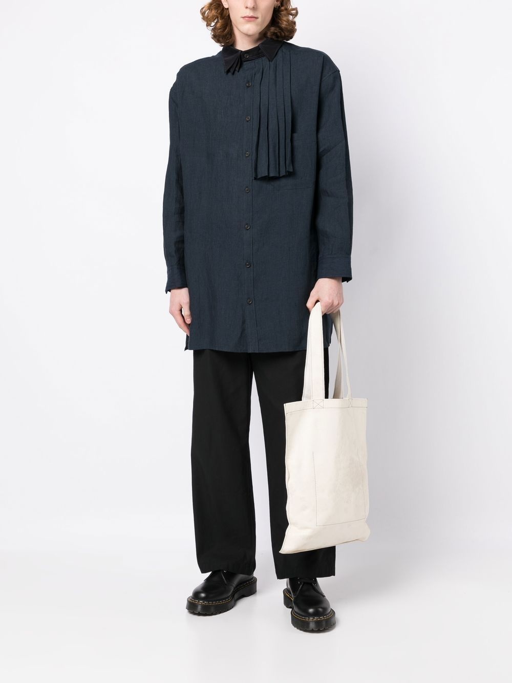 pleated-detail cotton shirt - 2