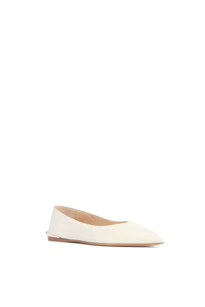Fleur Ballerina Flat Shoe in Ivory Nappa Leather 2