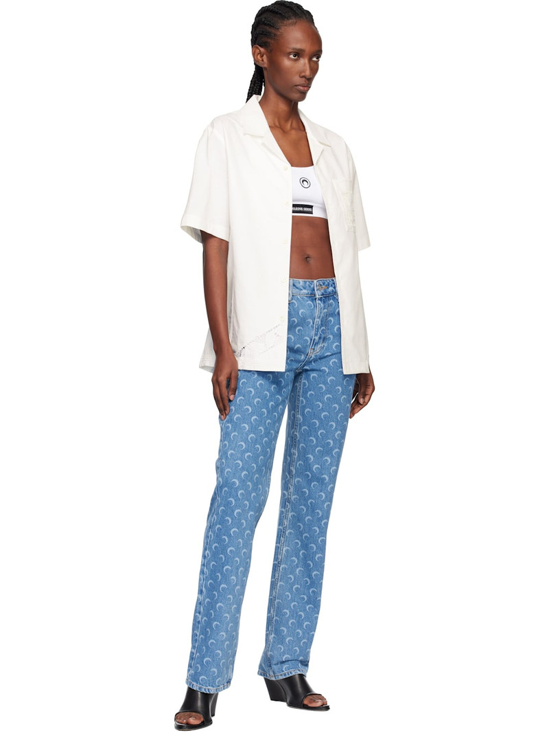 Marine Serre Off-White Regenerated Household Linen S/S Bowling Shirt outlook