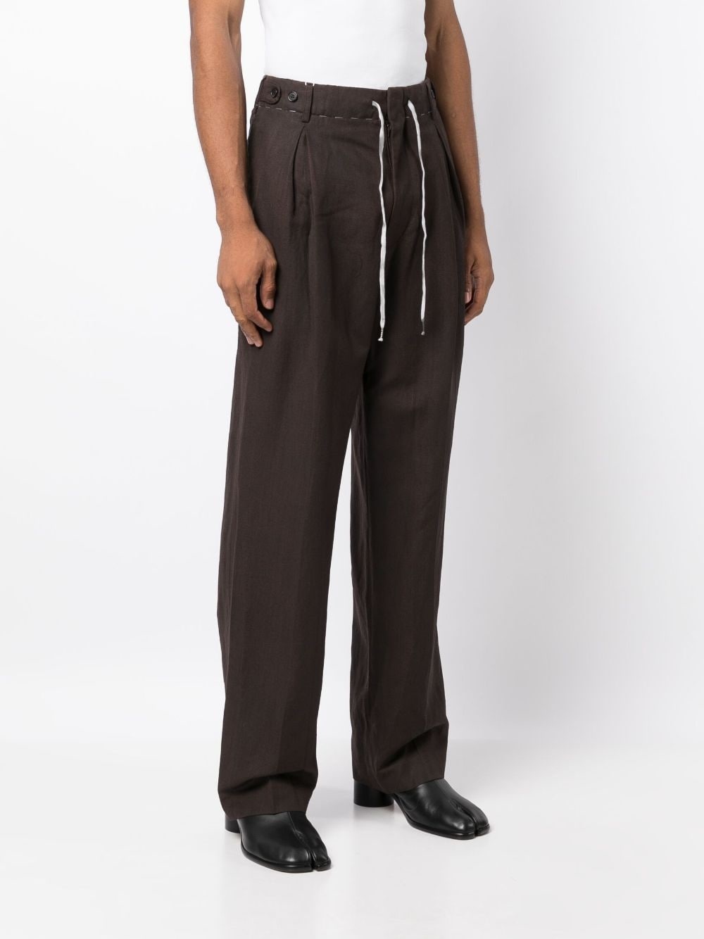 drawstring straight-leg trousers - 3