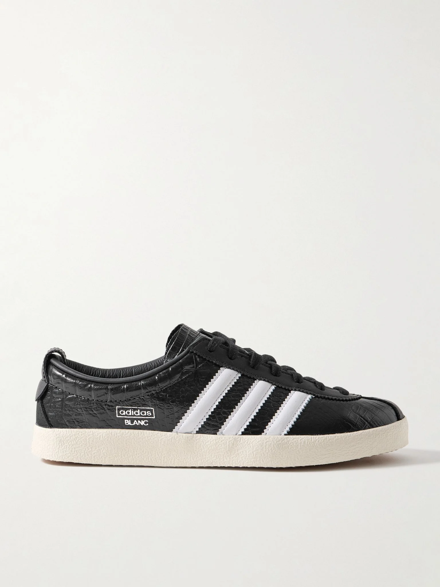 Blanc croc-effect glossed-leather sneakers Black - 1