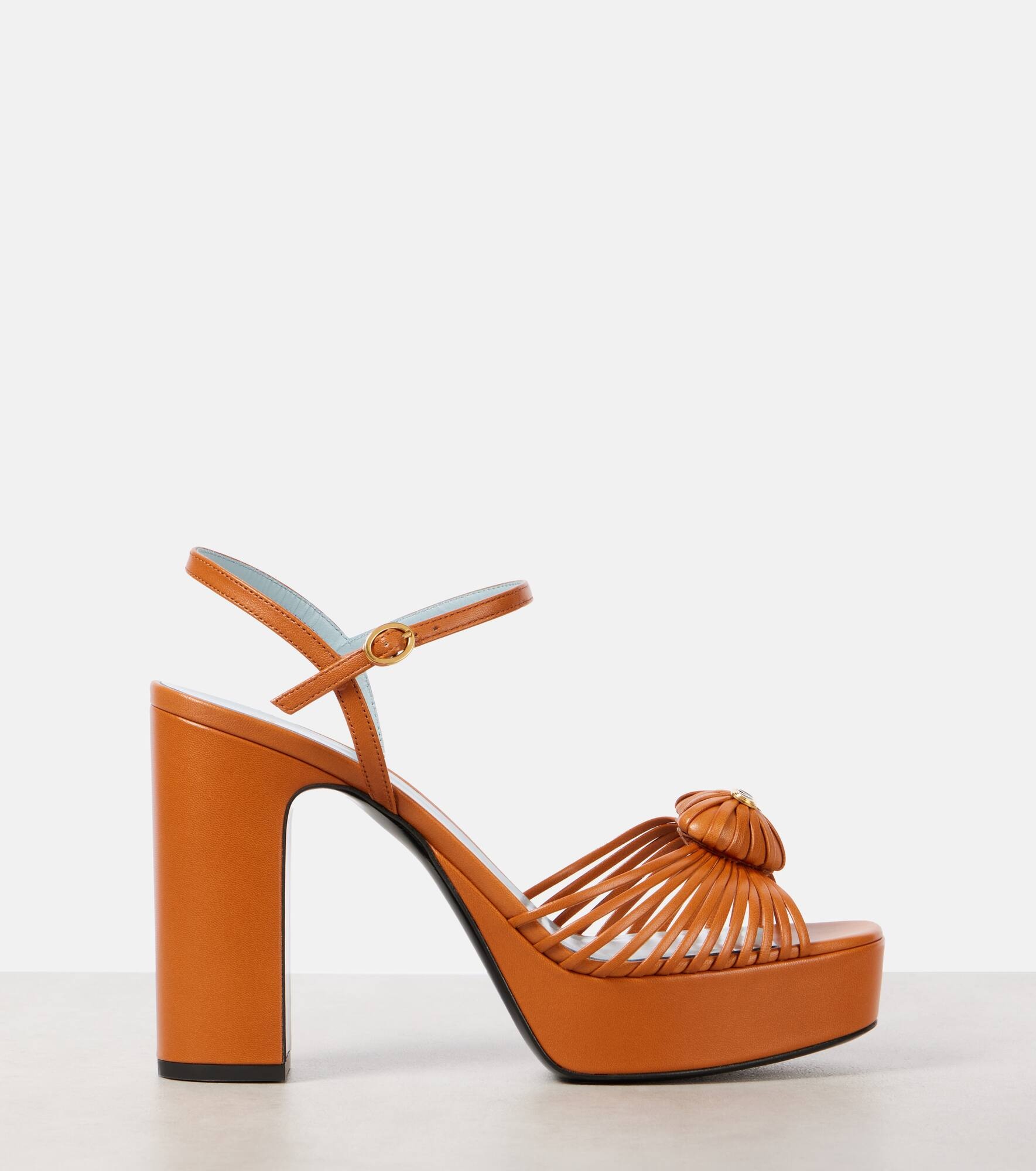 VLogo leather platform sandals - 4