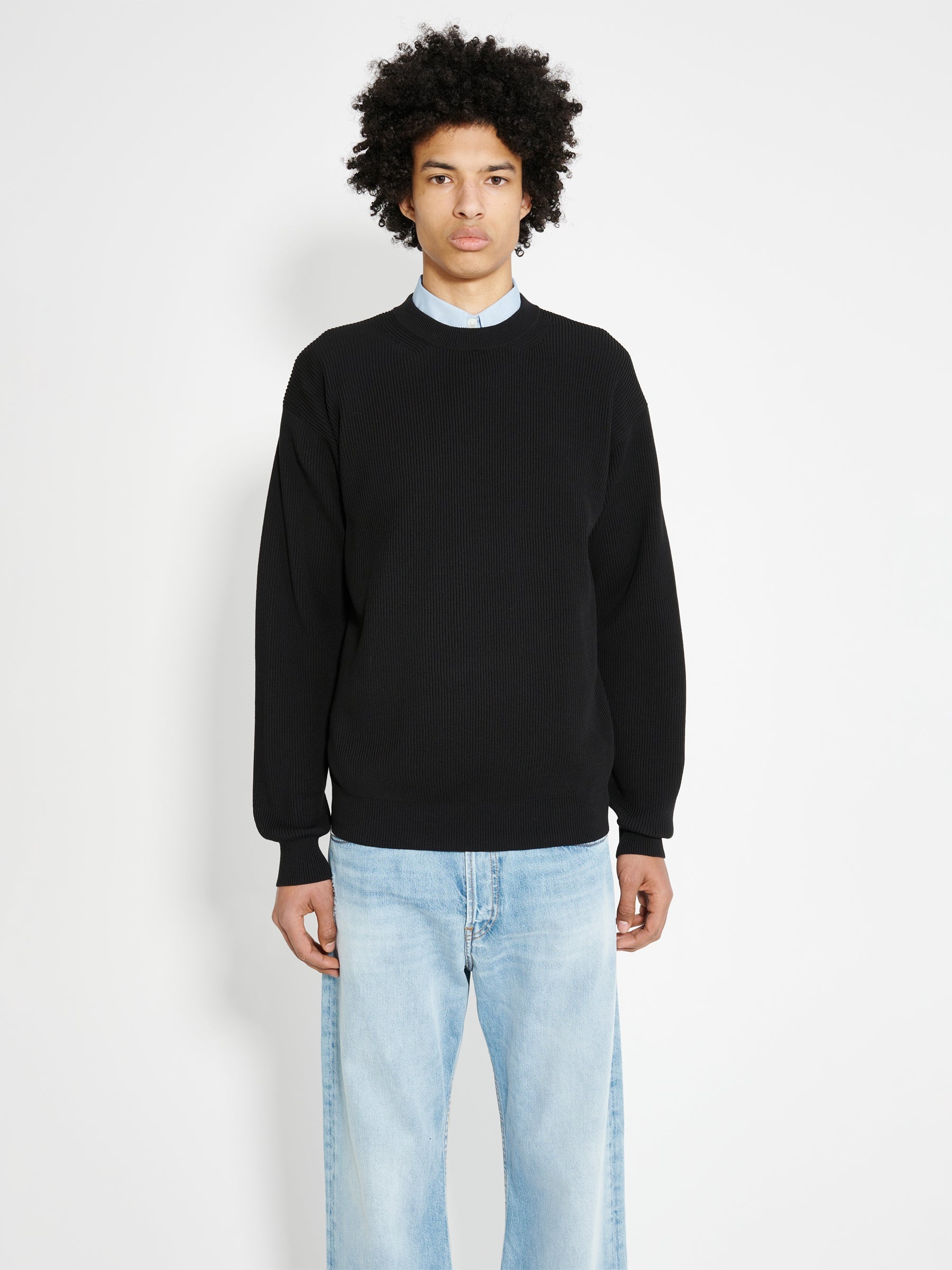 AURALEE AURALEE SUPER HARD TWIST RIB KNIT P/O SWEATER BLACK