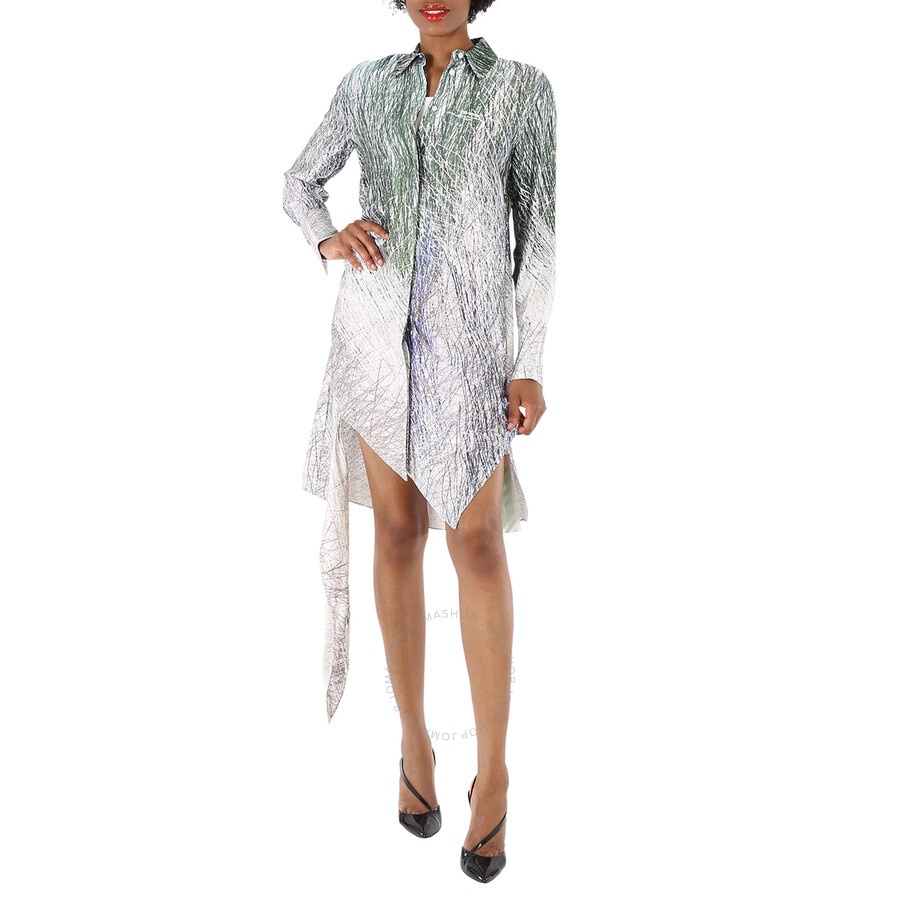 Off-White Grey Black Off-White Spiral Asymmetric Shirt Dress in Grey Black - 4