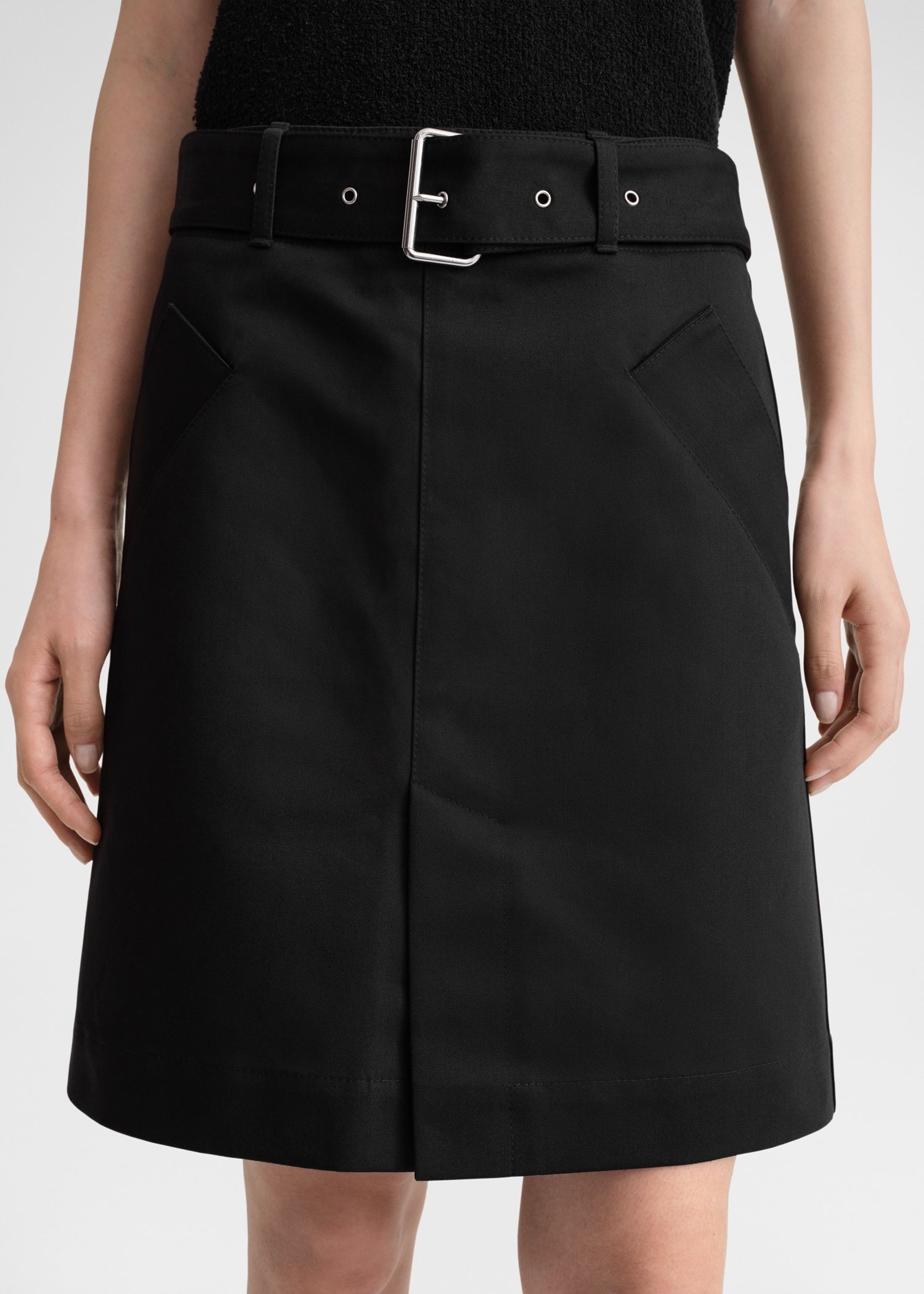 Cotton trench skirt black - 5