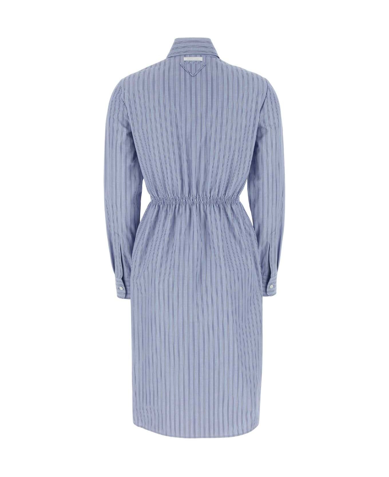 【プラダ・PRADA】Striped chambray dress Prada Striped Stretch Cotton Dress | Saks Fifth Avenue