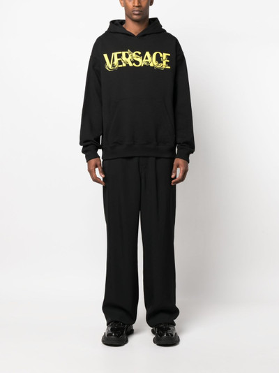 VERSACE logo-print cotton hoodie outlook