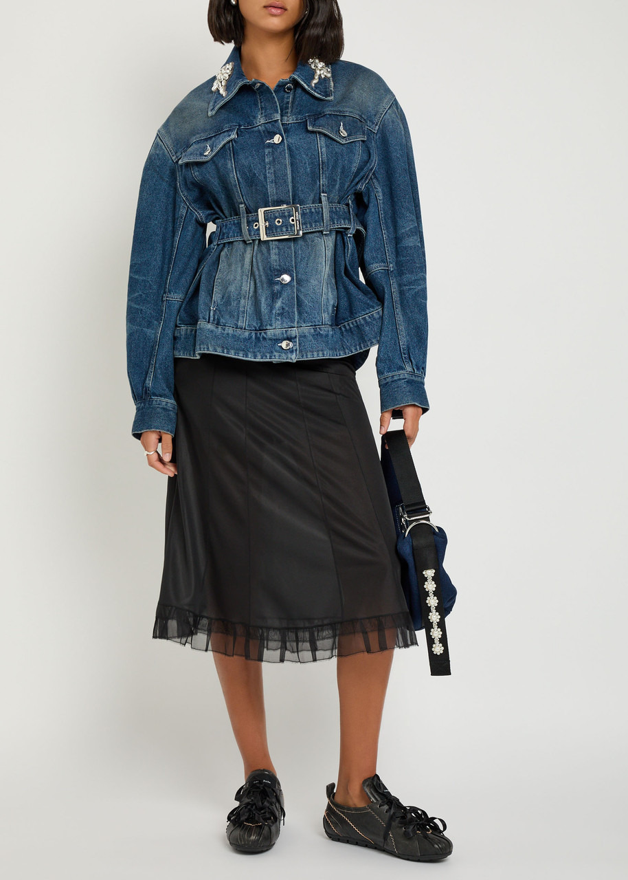 Simone Rocha Embellished Belted Denim Jacket - 4