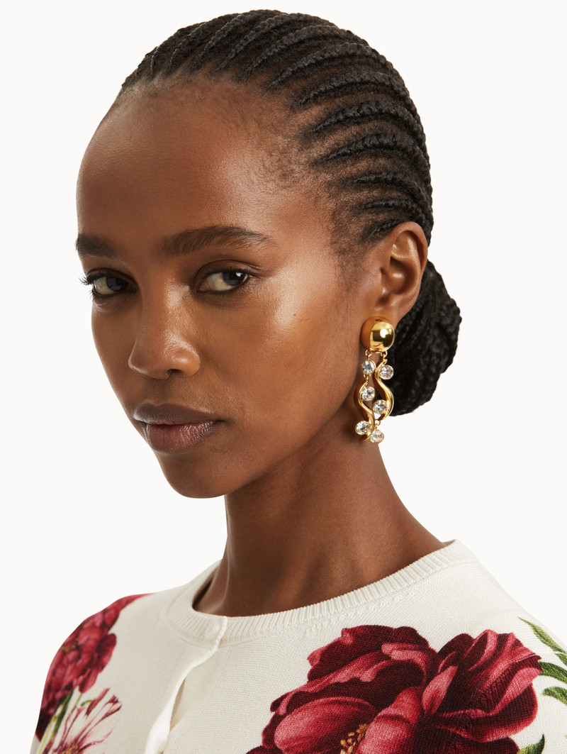 Oscar de la Renta CRYSTAL WAVE DROP CLIP-ON EARRINGS outlook