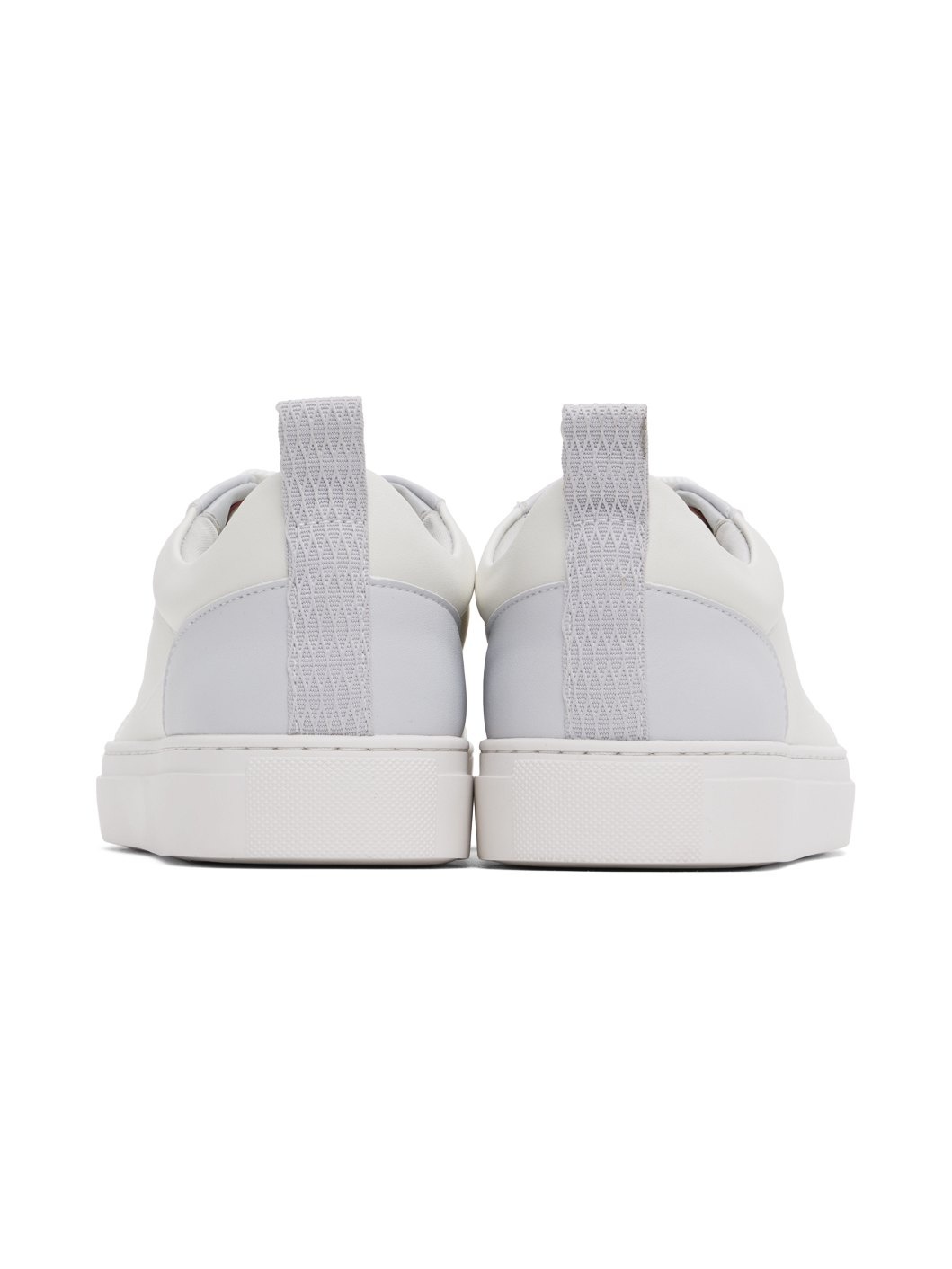White & Gray Cupsole Faux-Leather Sneakers - 2