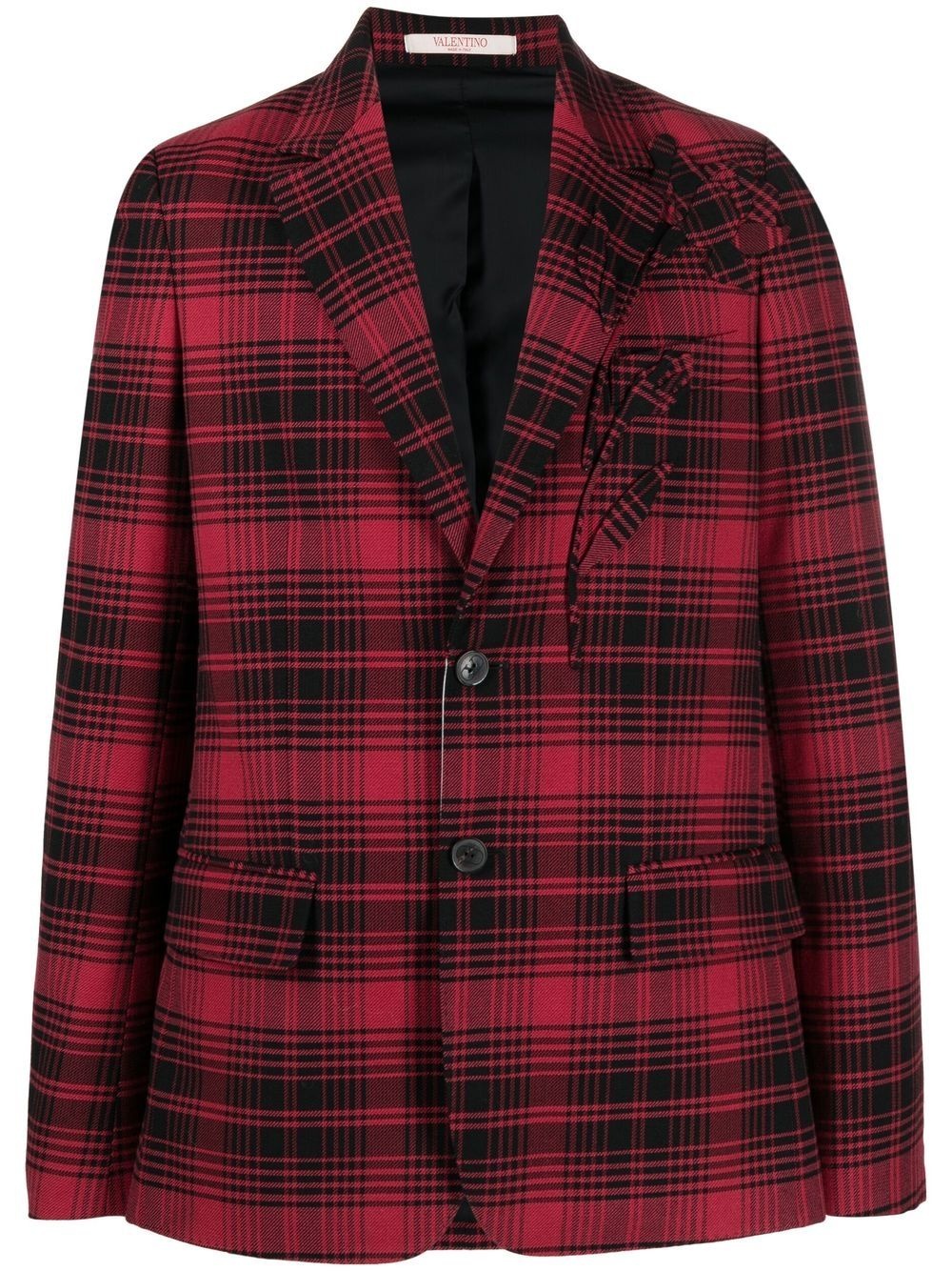 checked single-breasted blazer - 1