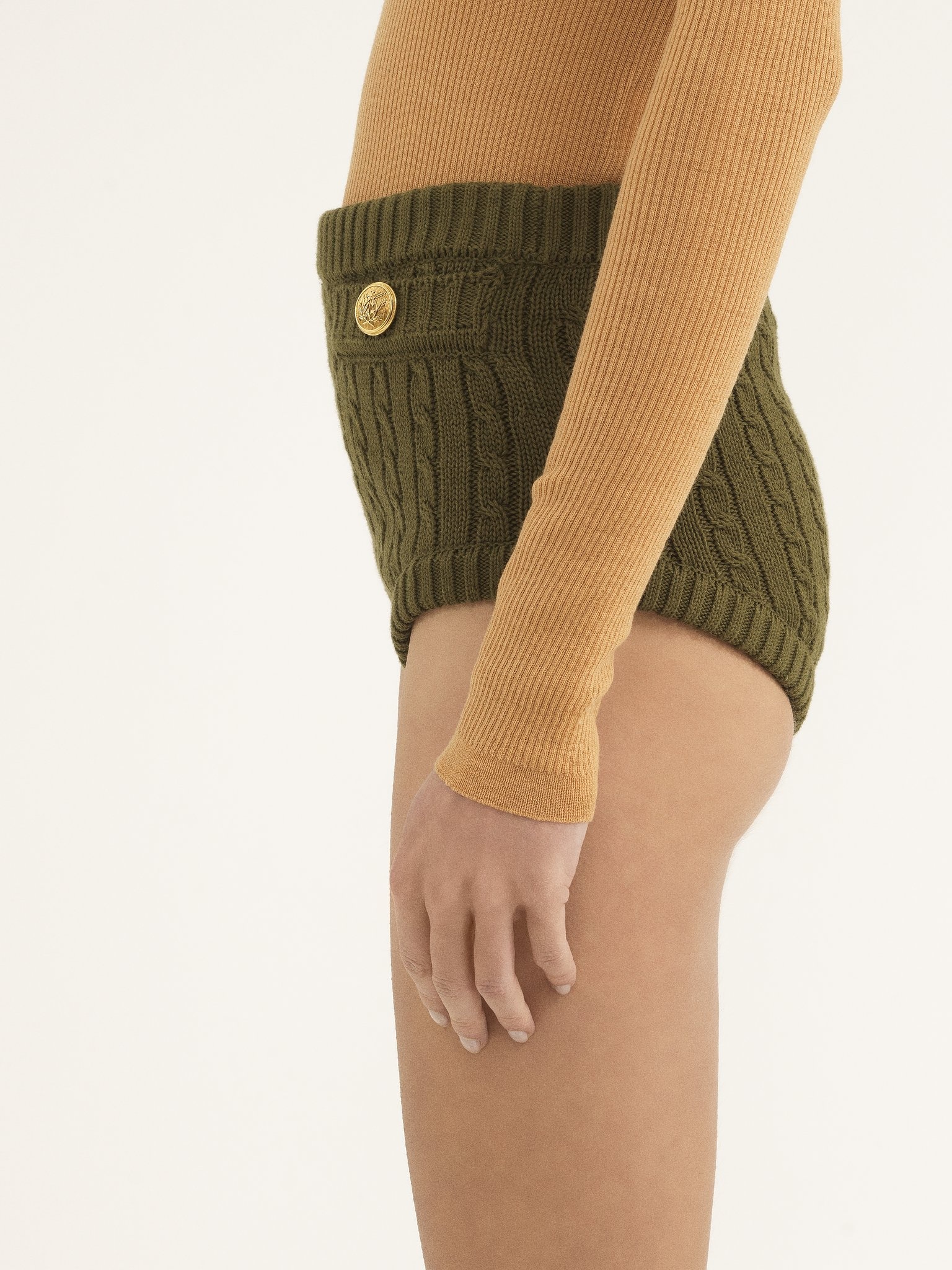 CABLE-KNIT MINI SHORTS IN COTTON - 5