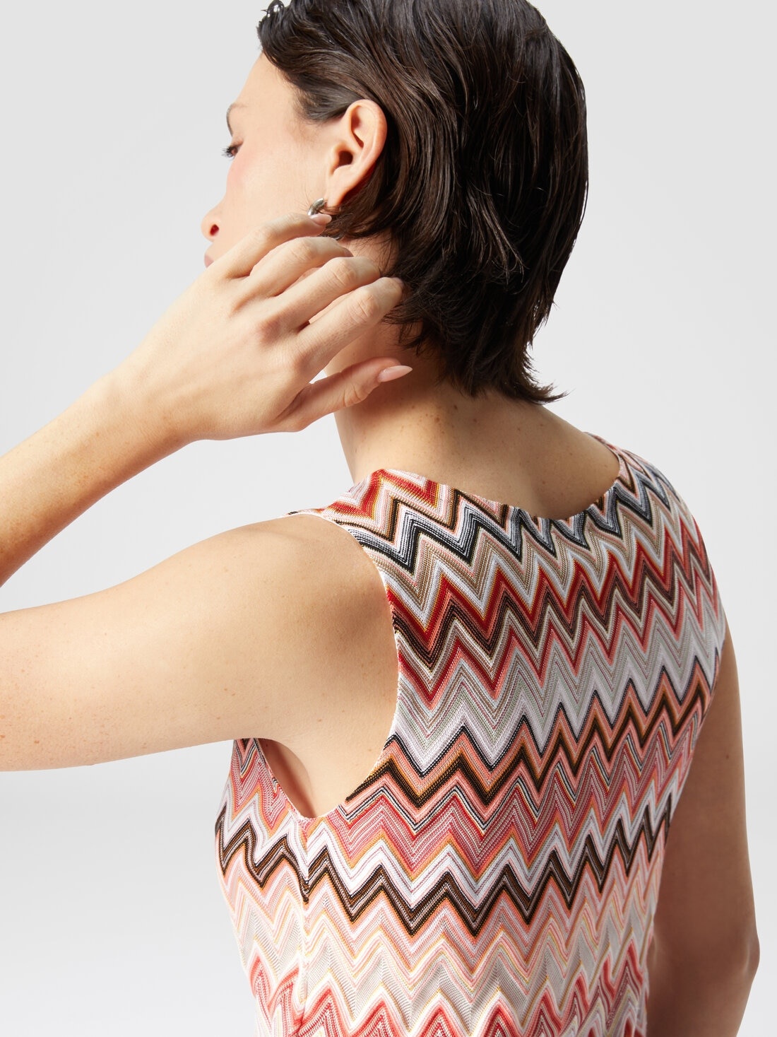 Sleeveless top in cotton and zigzag viscose - 5