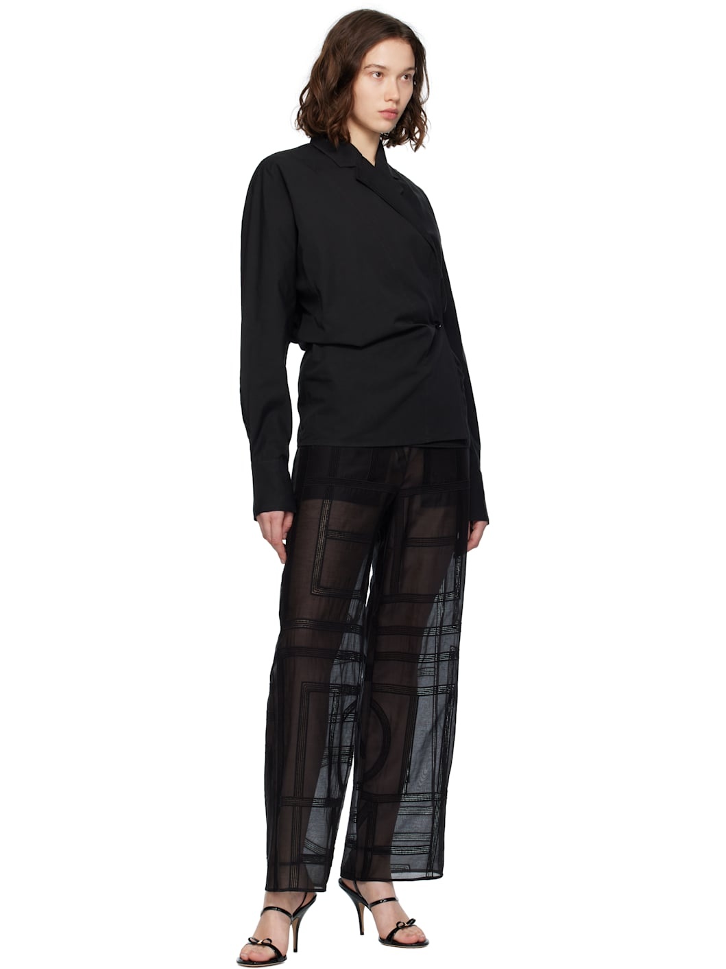 Black Wrap Blouse - 4