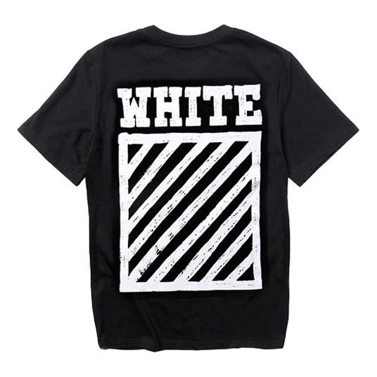 Off-White square frame Printing Round Neck Short Sleeve Unisex Black OMAA002F161850101001 - 2