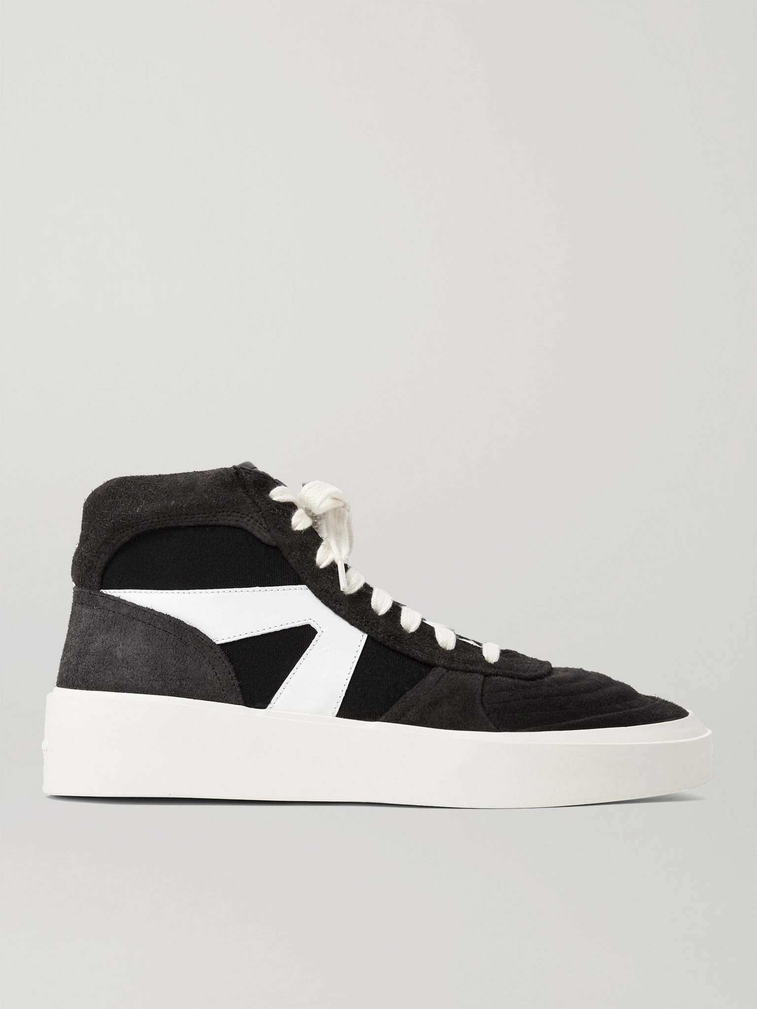 Suede, Leather and Canvas High-Top Sneakers - 1