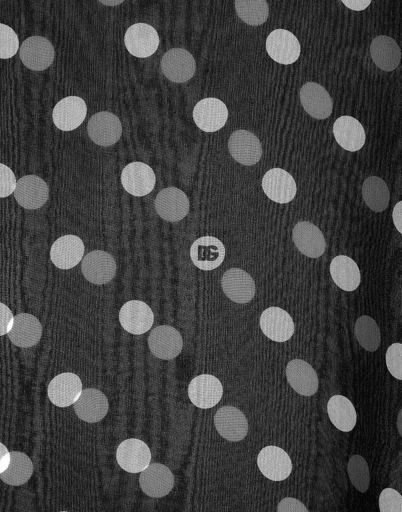 Chiffon pussy-bow blouse with polka-dot print 7