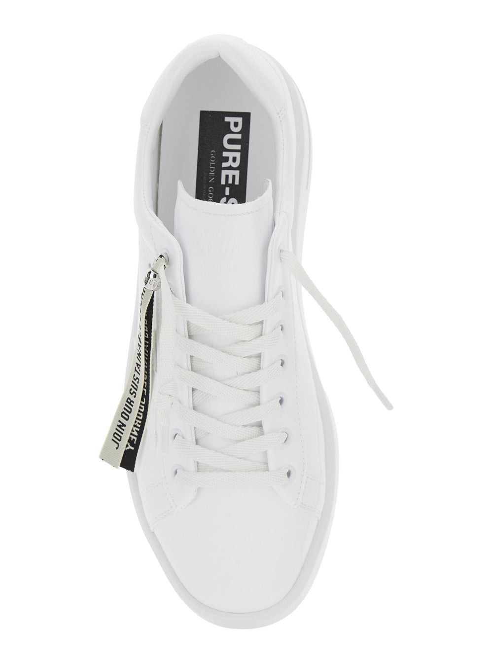 Golden Goose Men 'Pure Star' White Low Top Sneakers With Lace Detail With Logo Lettering In Ecoleath - 4