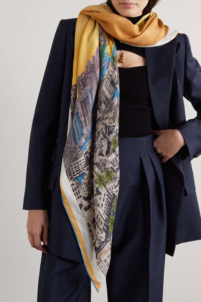 Loro Piana Golden Hour in Dubai printed cashmere and silk-blend scarf outlook