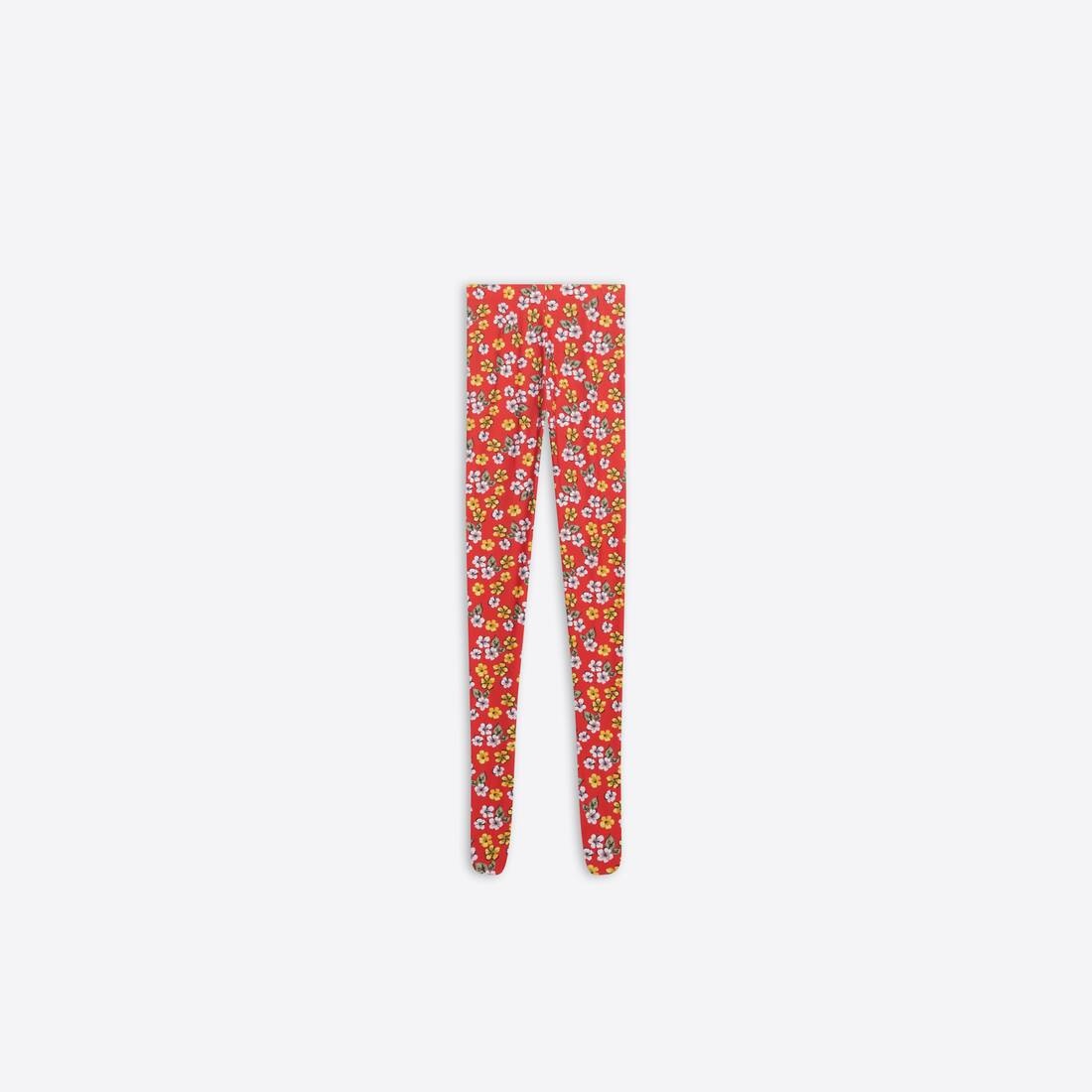 Women's Archive Floral Foot Leggings in Red - 1