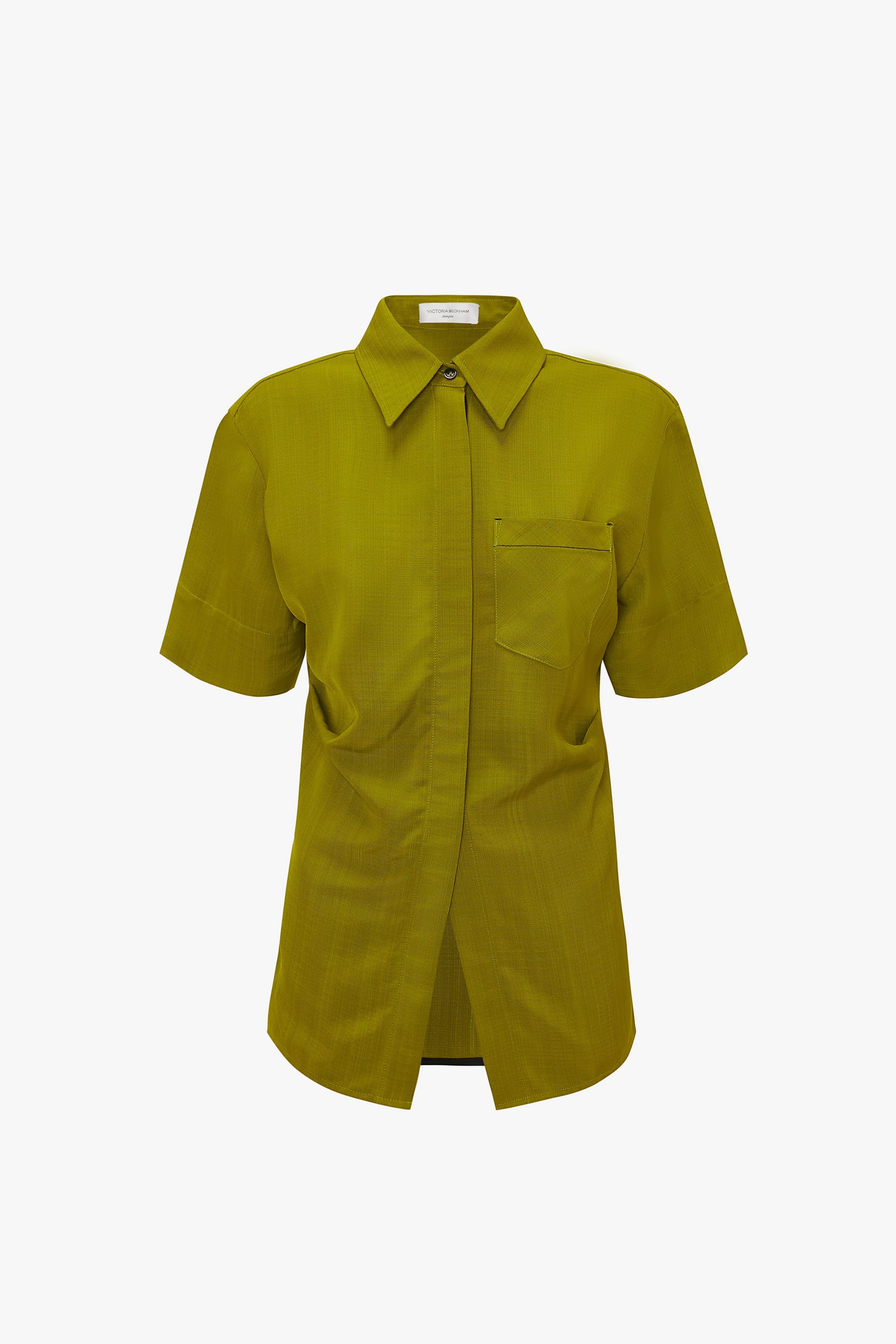 Fitted Short Sleeve Shirt In Parrot Green - 1