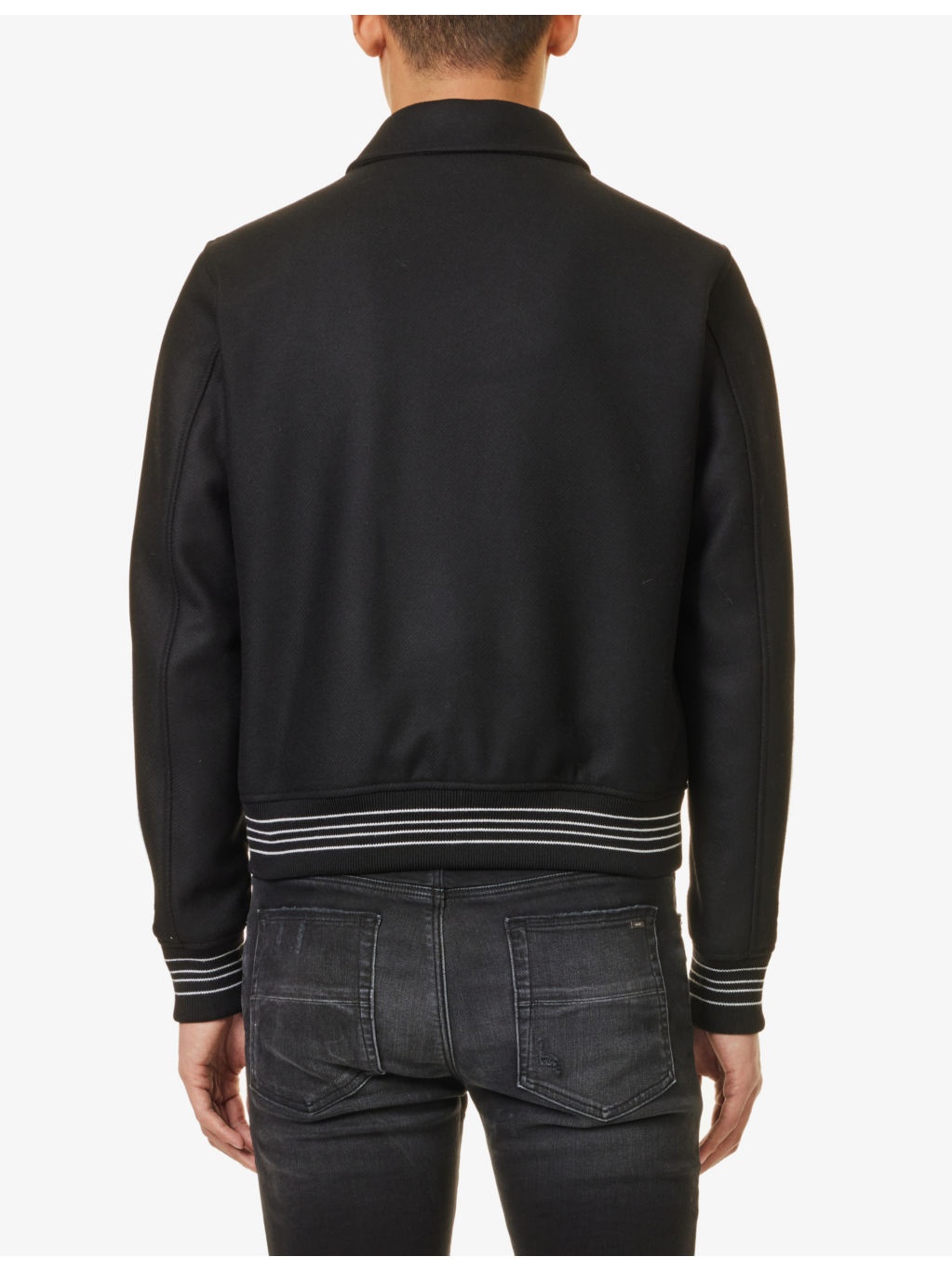Bones spread-collar two-slip-pockets regular-fit wool-blend jacket - 4