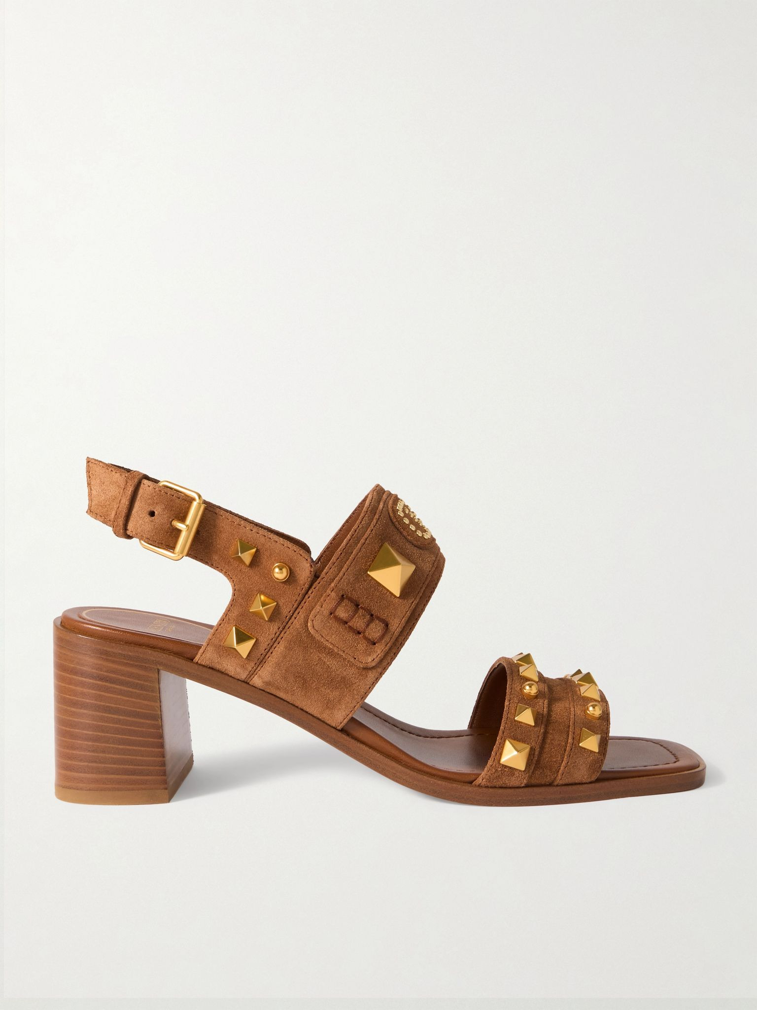 Plaster Caster 60 studded suede slingback sandals Tan - 1