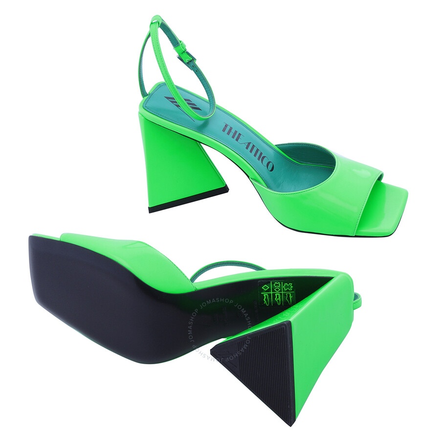 The Attico Ladies Fluo Emerald Piper Leather Sandals - 2