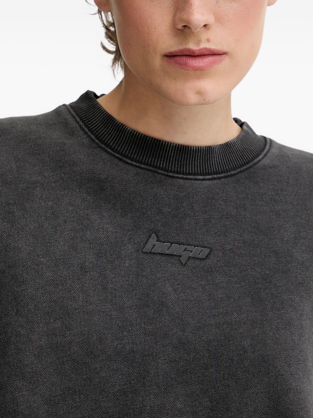 logo-embroidered cropped sweatshirt - 4