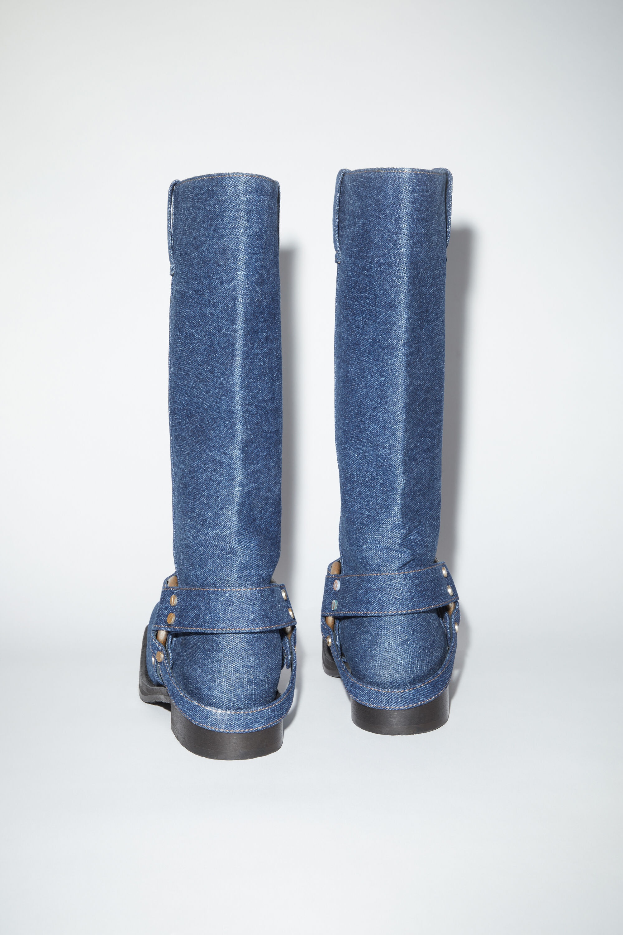 Denim buckle boots - Blue - 3