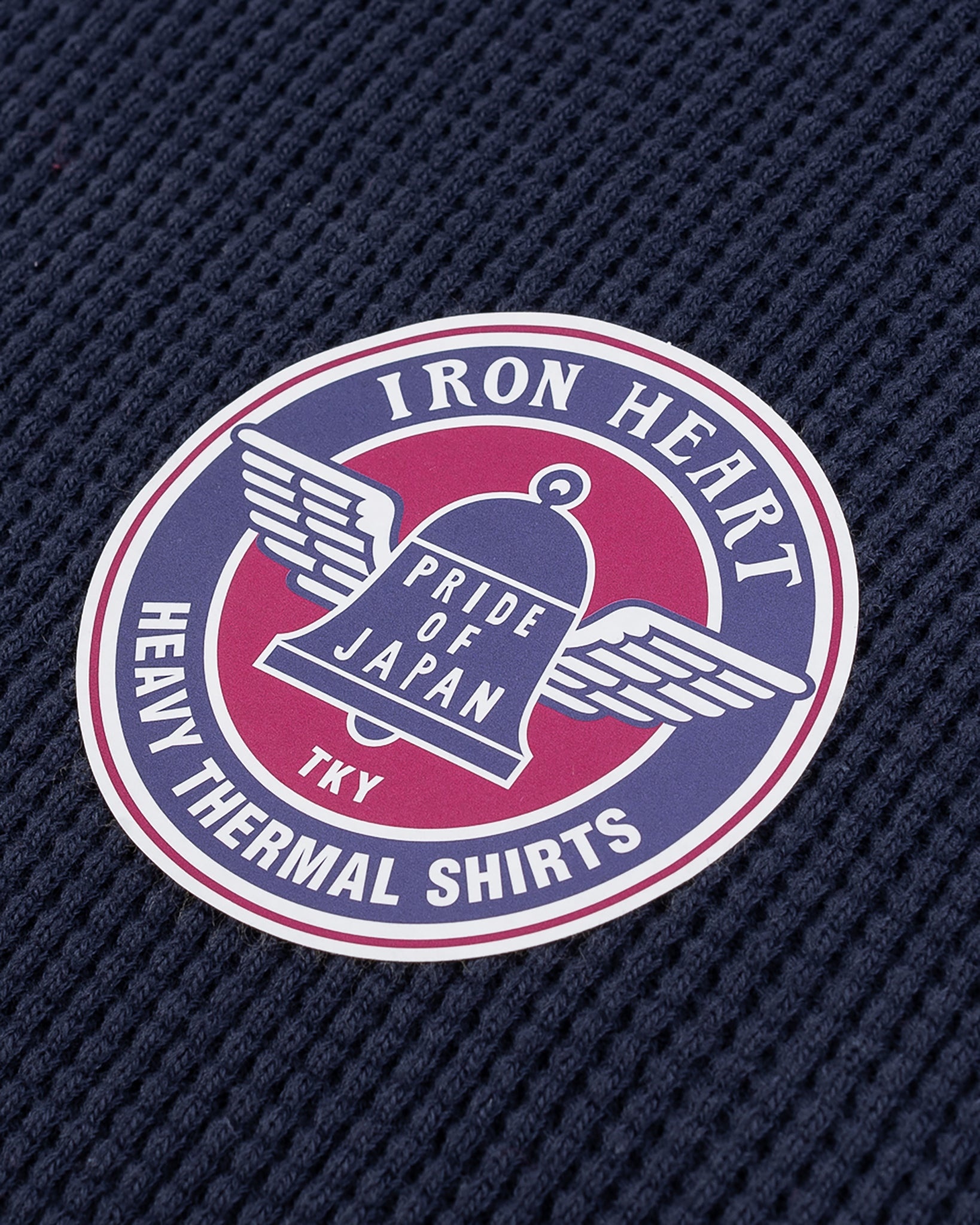 IHTL-1213-NAV Waffle Knit Long Sleeved Thermal Henley - Navy - 10