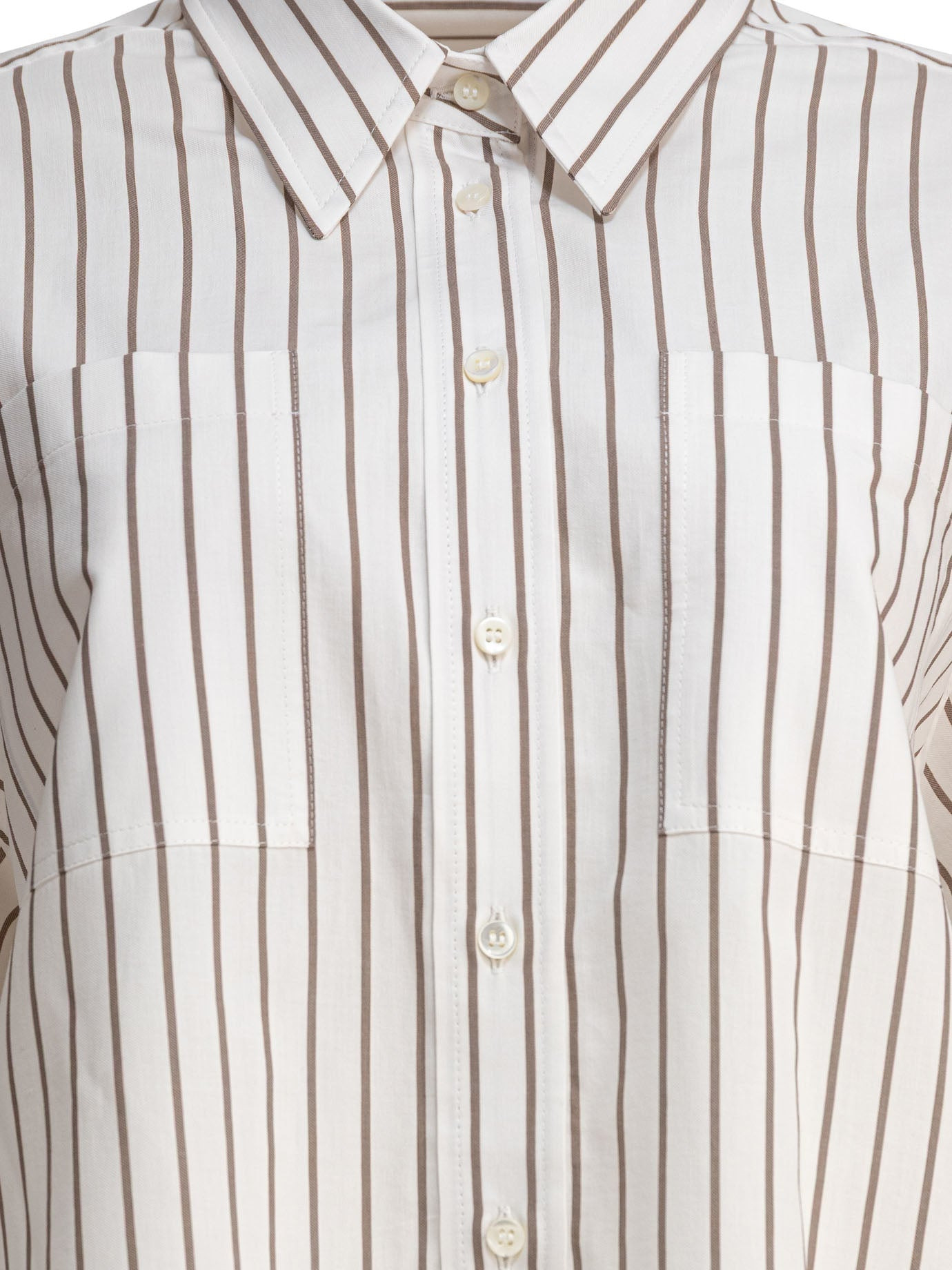 Brunello Cucinelli Women Cotton Twill Shirt With Shiny Cuffs - 3