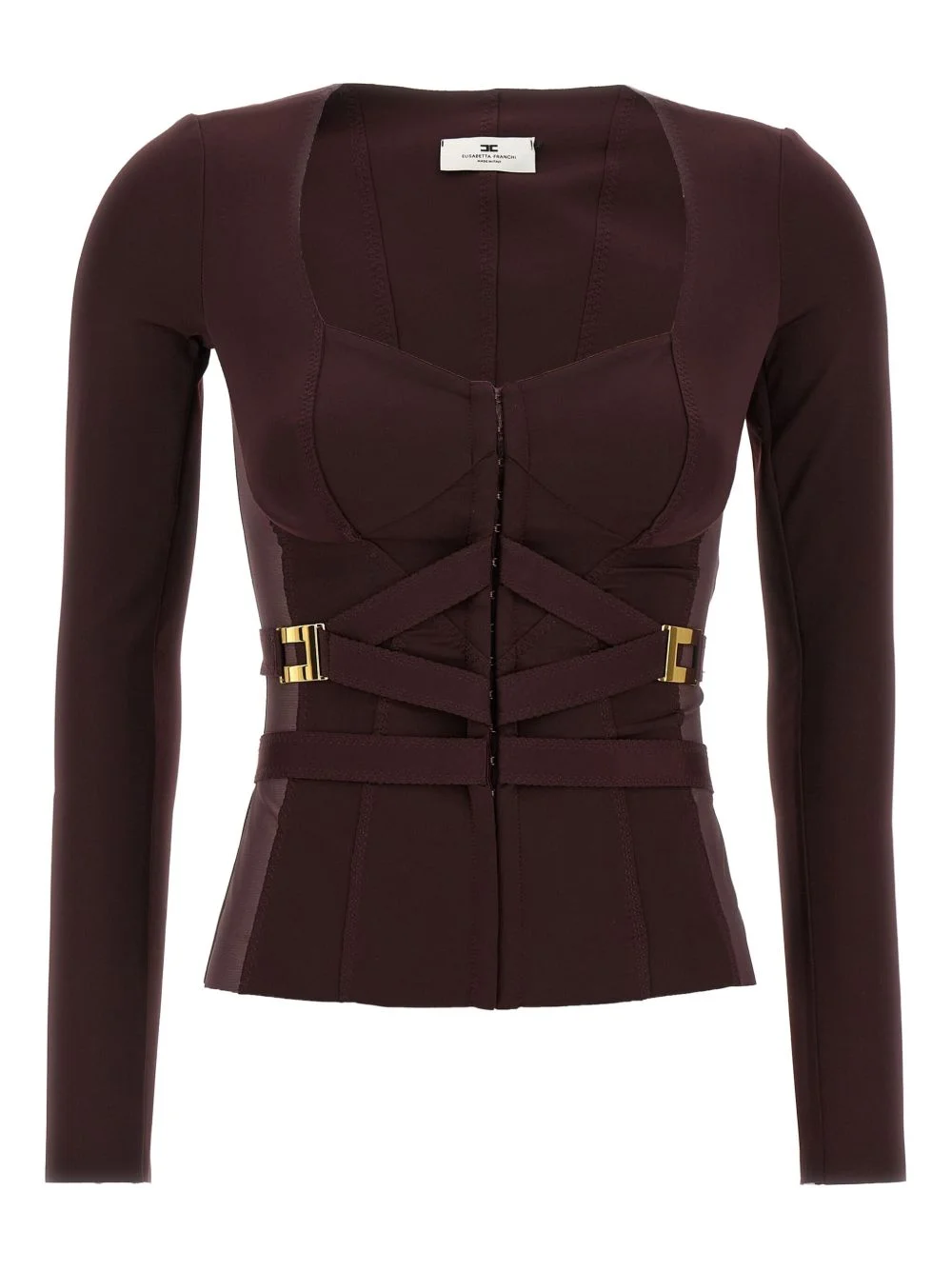 tulle-insert bustier top - 1