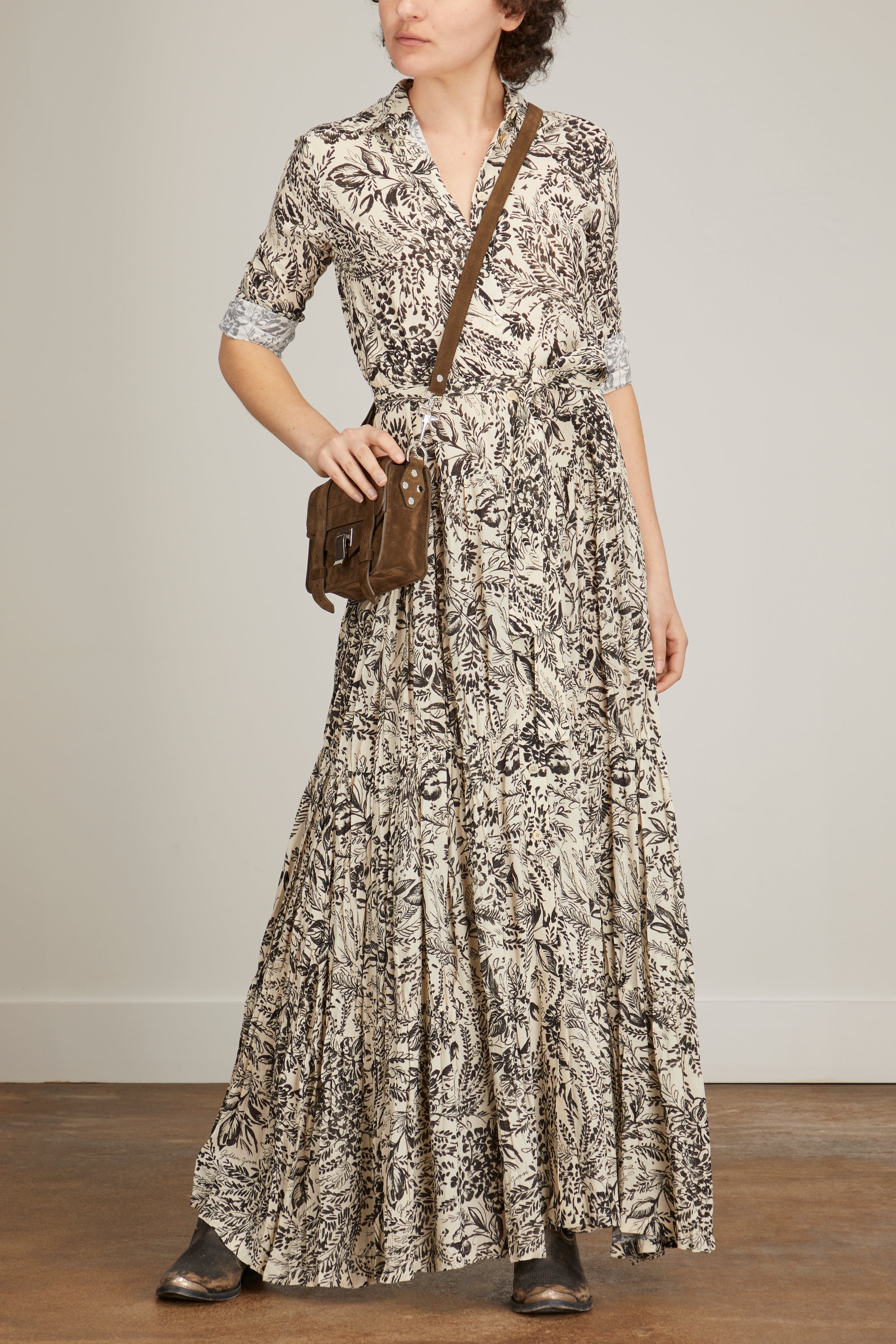 Golden Goose White dress with black toile de jouy print -  GWP00824.P000979.10825 | REVERSIBLE