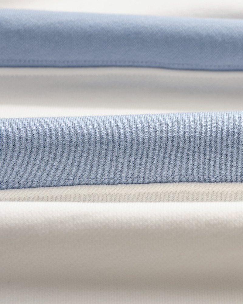 Rowhill - Ecru And Light Blue Stripe Loopback Rugby Shirt 7
