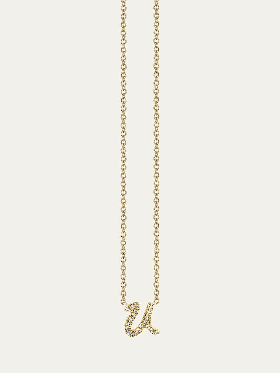 14k Diamond Pave Initial Necklace - 1