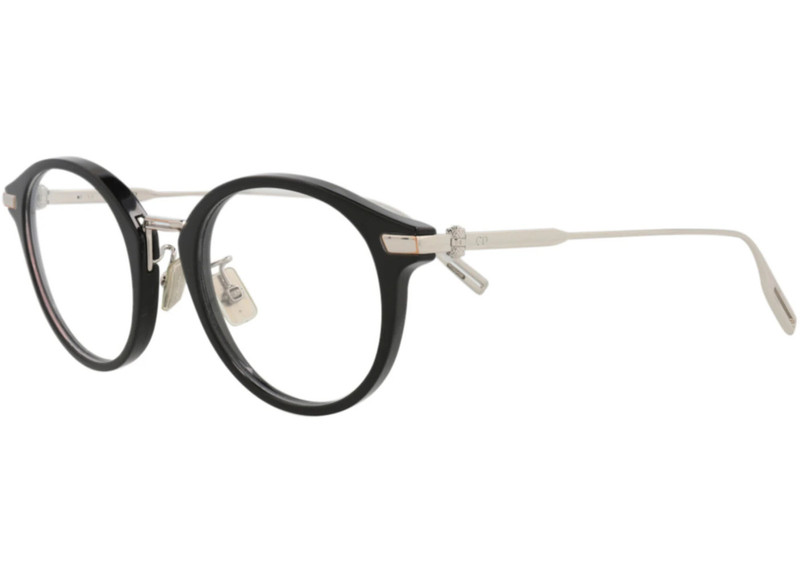 Dior Dior Round-Frame Acetate Optical Frames Black Silver Transparent (DM50014U-50-001) outlook