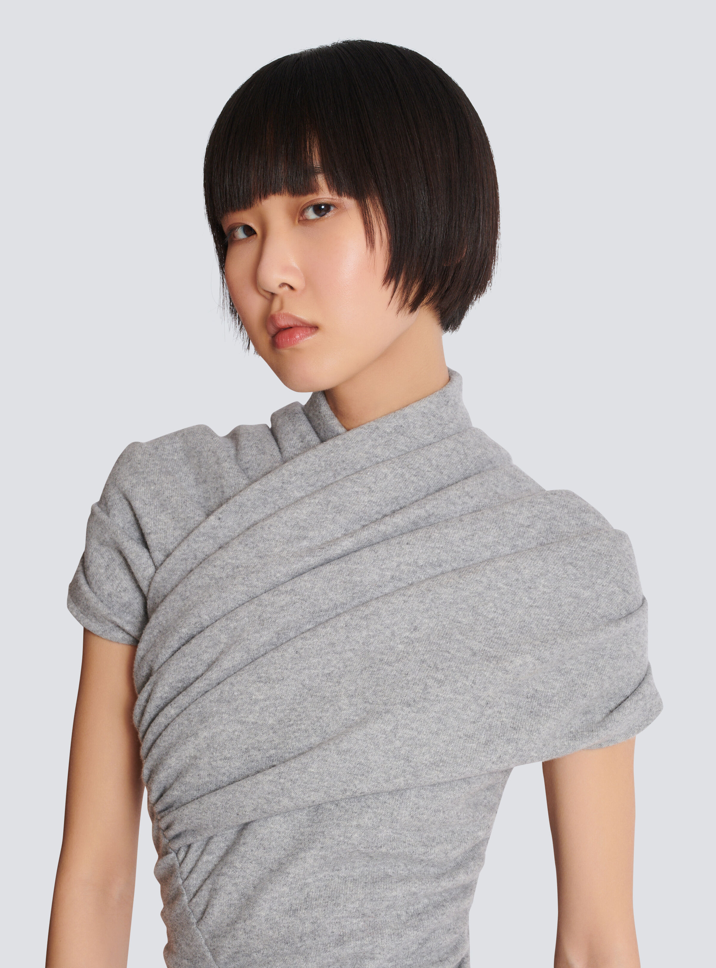 Draped cotton knit top - 7