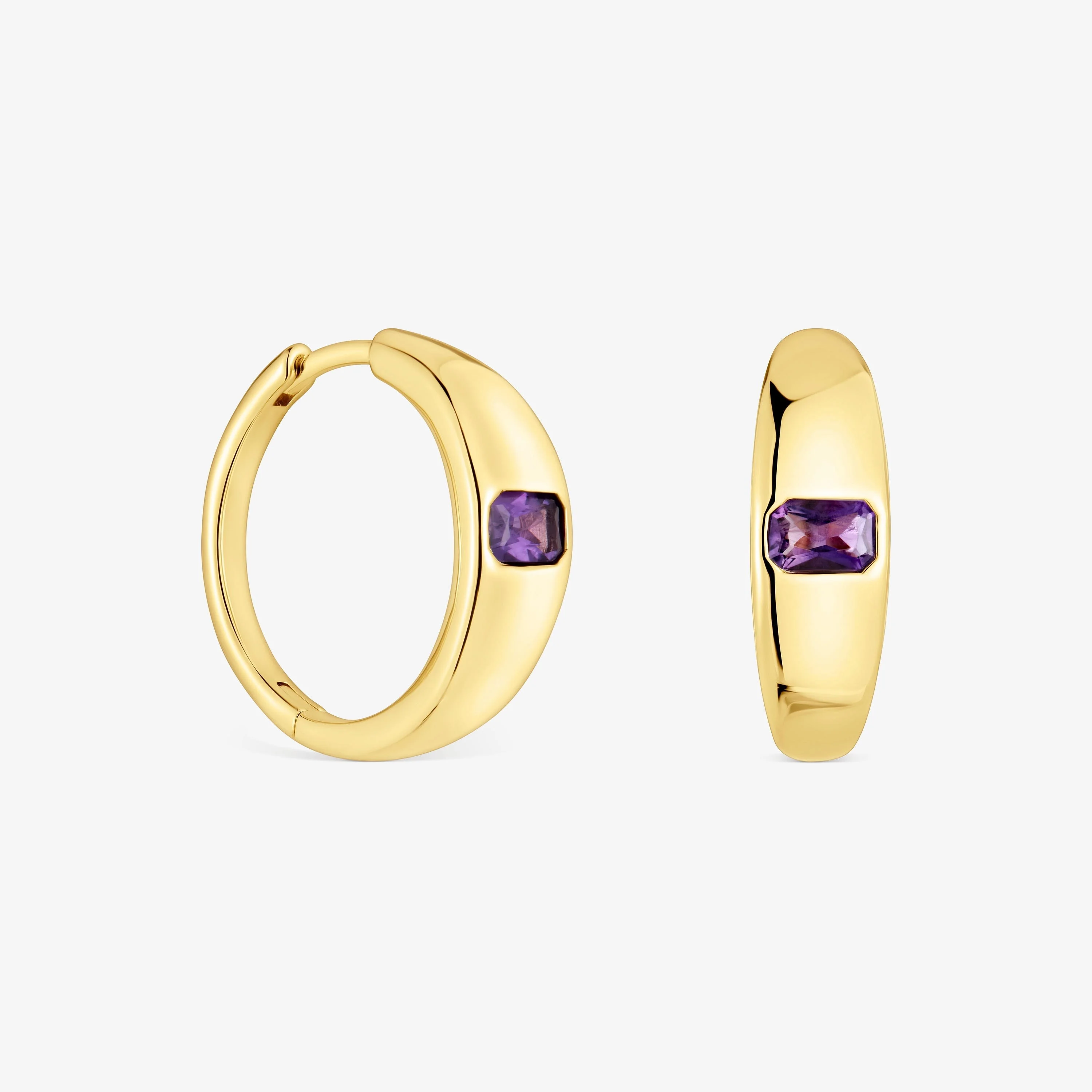 Short Hoop earrings with 18K gold vermeil and amethyst TOUS Basic Colors - 1
