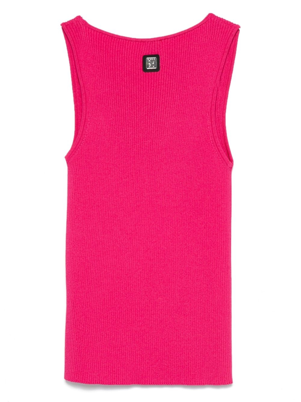 sleeveless asymmetric V-neck knitted top - 2
