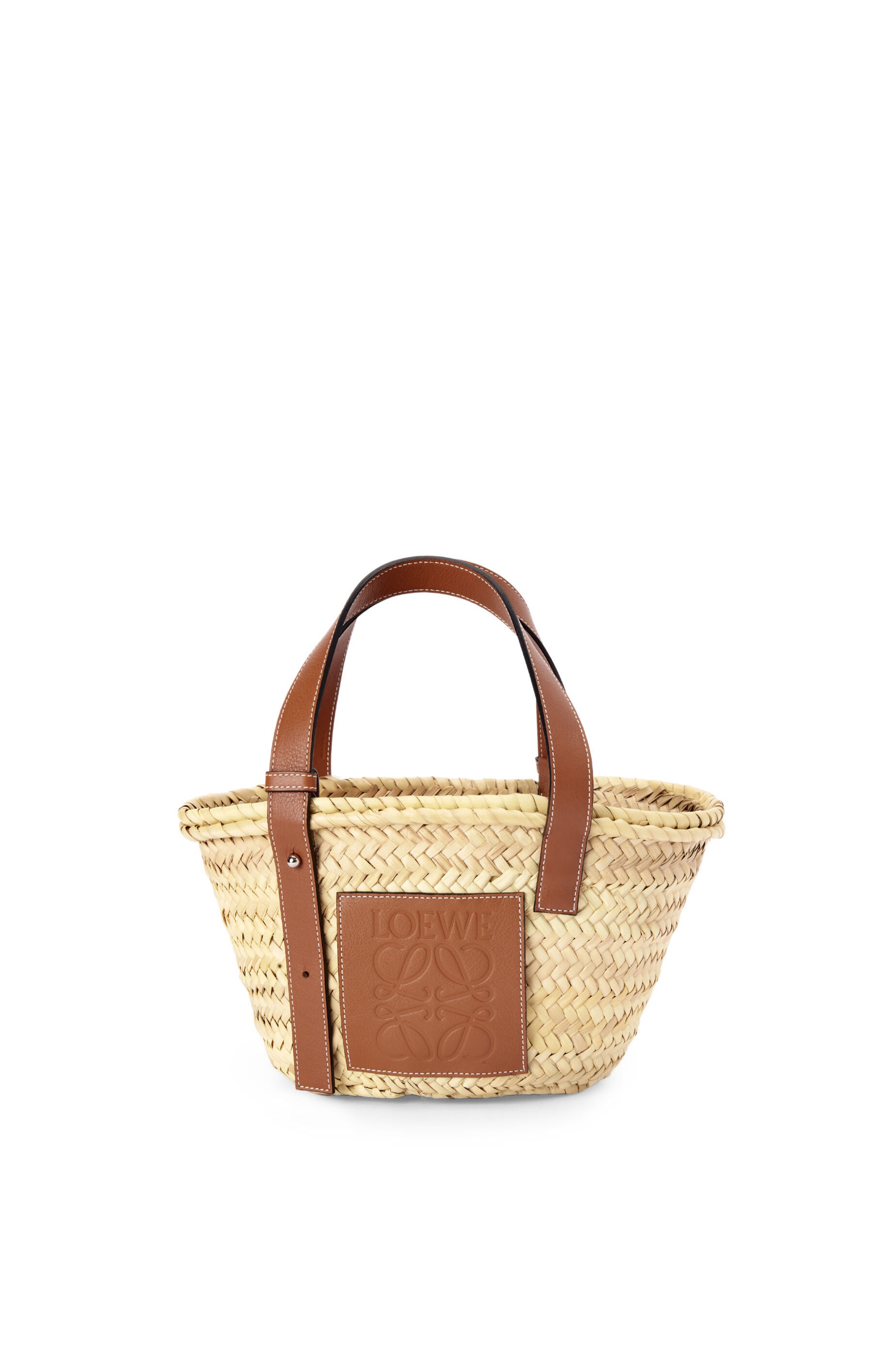 Loewe Small Basket bag in palm leaf and calfskin | loewe