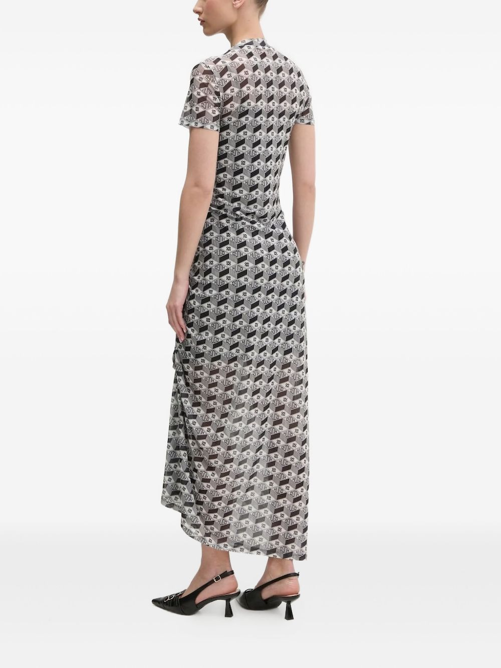logo-print gathered maxi dress - 2