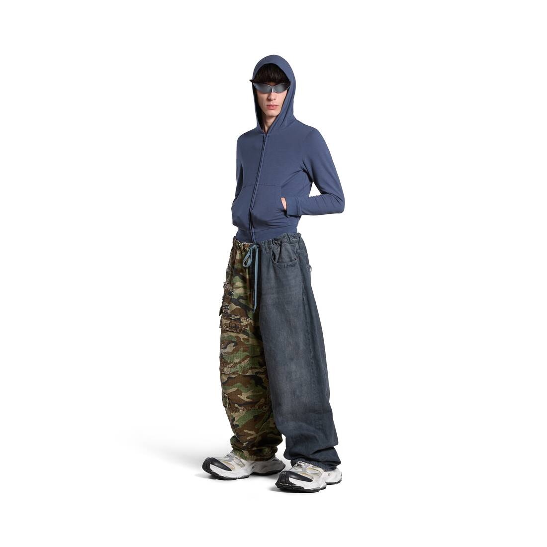 Dark Camo Hybrid Baggy Pants in Dark Blue - 2