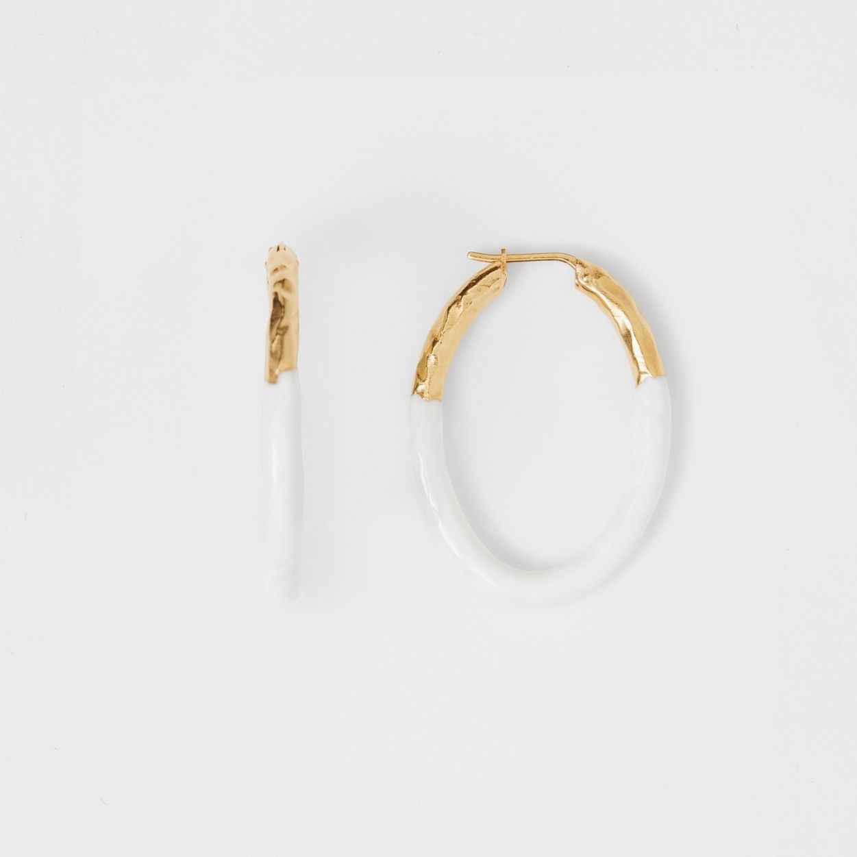 Enamel and Gold-plated Hoop Earrings - 4