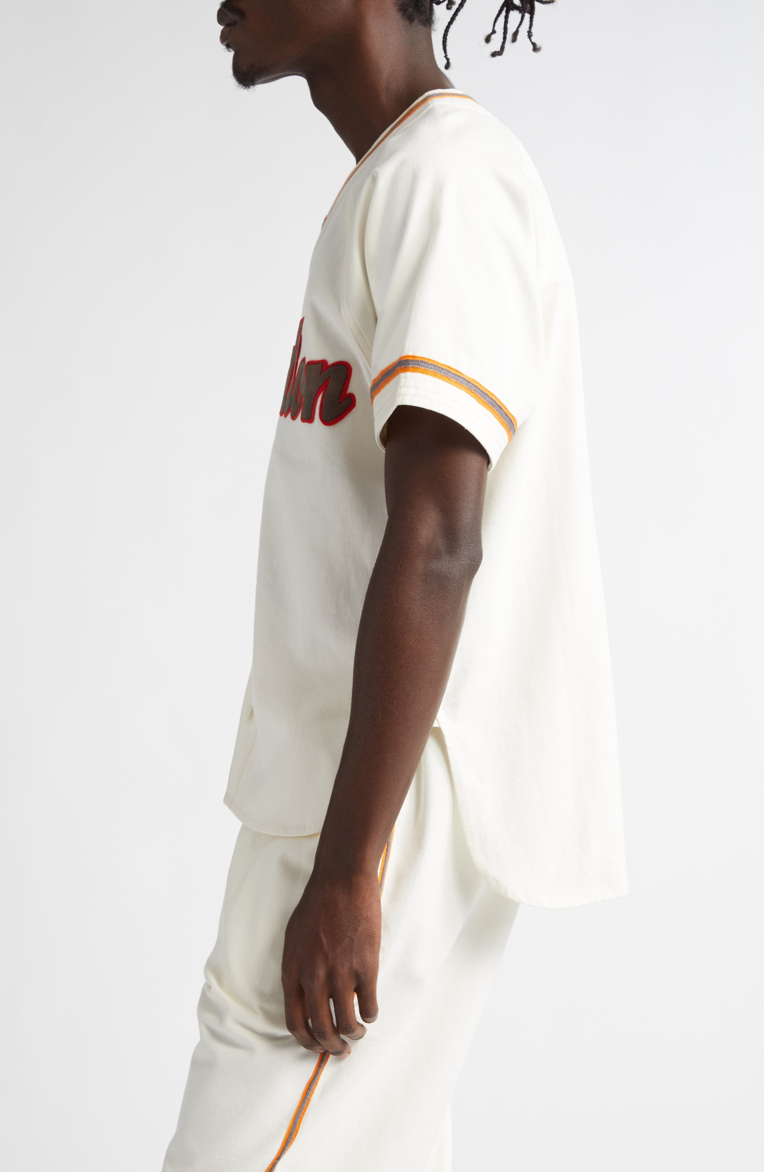 Bode Baseball Button-Up Shirt in White Multi at Nordstrom - 4